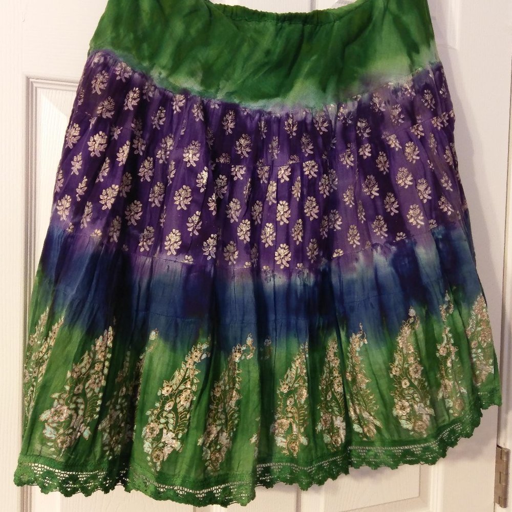Jewel tone tie dye BOHO skirt